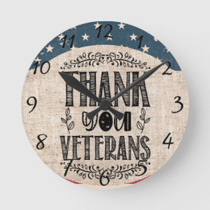 Vielen Dank Veterans Wall Clock Runde Wanduhr
