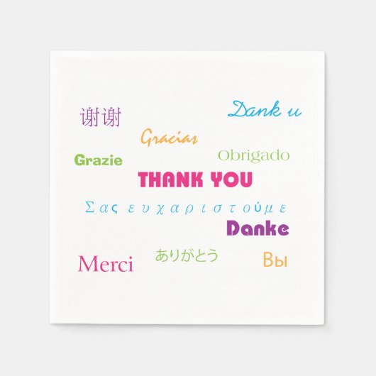 Vielen Dank, viele Sprachen farbenfrohe Regenbogen Serviette (Vorderseite)