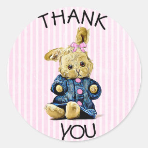 Vielen Dank Vintag Bunny Rabbit Pink Stickers