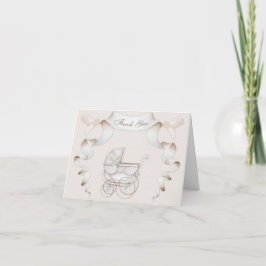 Vielen Dank Vintag Carriage Ivory Beige Gingham Dankeskarte