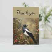 Vielen Dank, Vintag Magpie Bird Dankeskarte (Stehend Vorderseite)