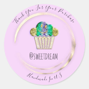 Vielen Dank Violet Gold Sweet Muffin Food Shop Runder Aufkleber