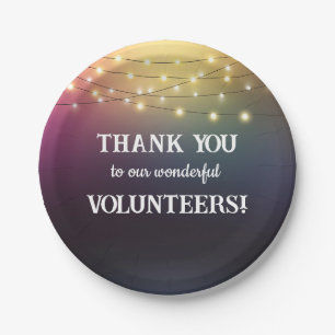 Vielen Dank, Volunteers mit String Lights Pappteller