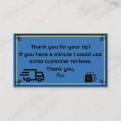 Vielen Dank von Delivery Driver Business Card Visitenkarte (Vorderseite)