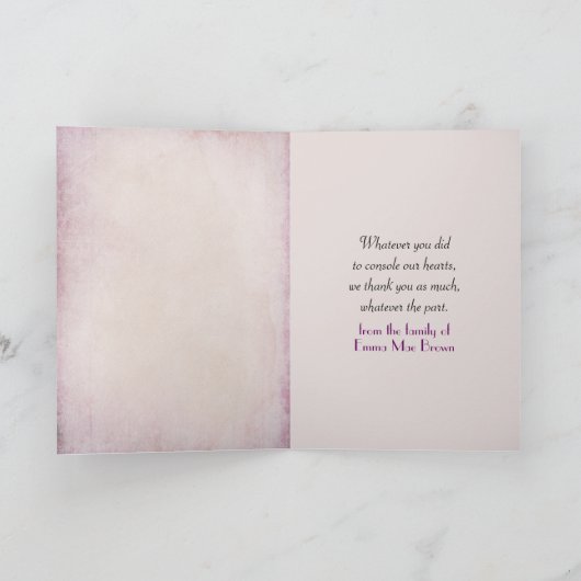 Vielen Dank von Familie Floral Beileid Karte (Innenseite)