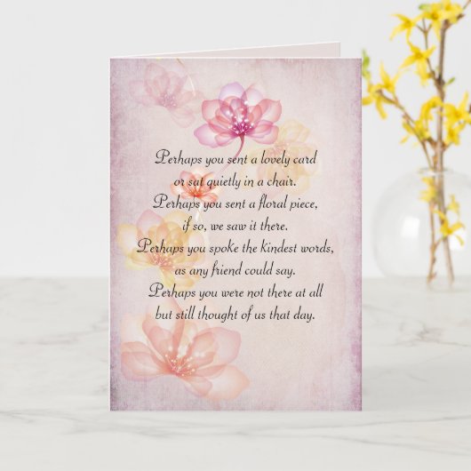 Vielen Dank von Familie Floral Beileid Karte (Gelbe Blume)