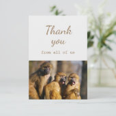 Vielen Dank von uns Affen Tierspass Dankeskarte (Stehend Vorderseite)