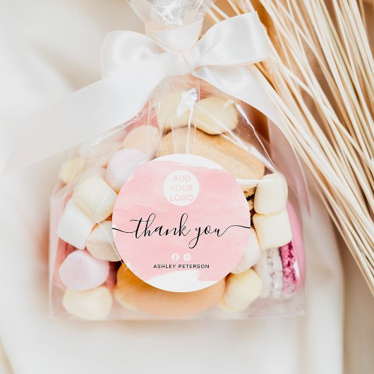 Vielen Dank, Wasserfarbe Pintroke chic Media-Logo Runder Aufkleber