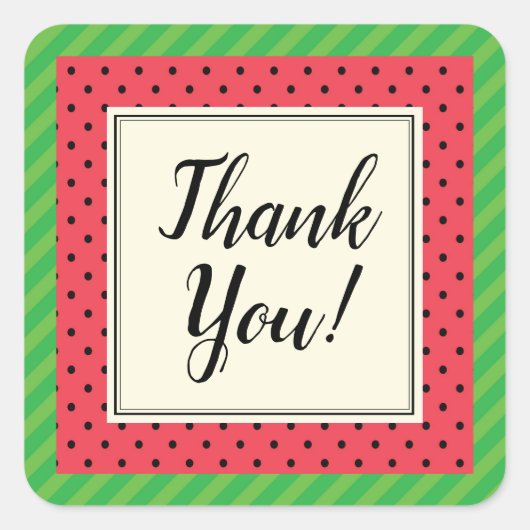 Vielen Dank, Wassermelonen Obstaufkleber Quadratischer Aufkleber (Vorderseite)