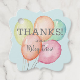 Vielen Dank Watercolor Balloons Blue Geschenkanhänger