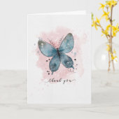 Vielen Dank, Watercolor Blue Butterfly Karte (Gelbe Blume)