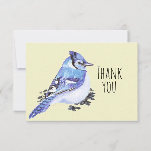 Vielen Dank! Watercolor Blue Jay Bird Nature Art Dankeskarte (Vorderseite)