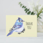 Vielen Dank! Watercolor Blue Jay Bird Nature Art Dankeskarte (Stehend Vorderseite)