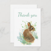 Vielen Dank Watercolor Bunny Rabbit Blank Inside Dankeskarte (Vorne/Hinten)