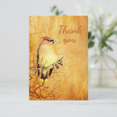 Vielen Dank! Watercolor Cedar Waxwing Bird Nature Dankeskarte (Stehend Vorderseite)