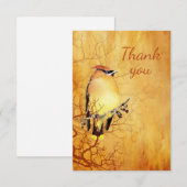 Vielen Dank! Watercolor Cedar Waxwing Bird Nature Dankeskarte (Vorne/Hinten)