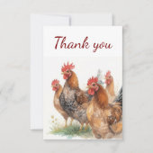 Vielen Dank, Watercolor Chickens Dankeskarte (Vorderseite)