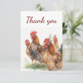 Vielen Dank, Watercolor Chickens Dankeskarte (Stehend Vorderseite)