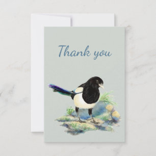 Vielen Dank Watercolor Curious Magpie Bird Nature Dankeskarte