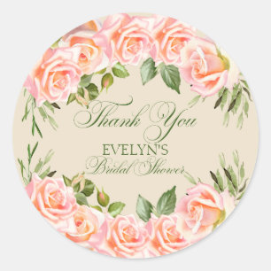 Vielen Dank, Watercolor Floral Brautparty Runder Aufkleber