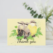 Vielen Dank! Watercolor Kingbird Family Art Dankeskarte (Stehend Vorderseite)