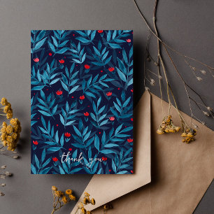 Vielen Dank Watercolor Nachtgarten - Türkis Dankeskarte