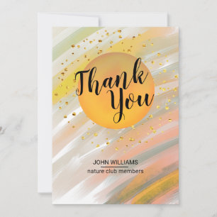 Vielen Dank Watercolor Nature Orange Glitzer Gold Dankeskarte