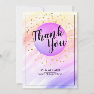 Vielen Dank Watercolor Nature Violet Glitzer Gold Dankeskarte