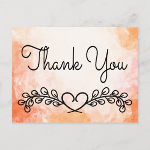 Vielen Dank Watercolor Orange Black Laurel Herz Postkarte