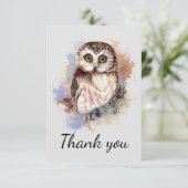 Vielen Dank! Watercolor Owl Bird Dankeskarte (Stehend Vorderseite)