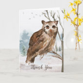 Vielen Dank, Watercolor Owl Karte (Gelbe Blume)