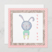 Vielen Dank, Watercolor Pink Polka Dot und Rabbit (Vorne/Hinten)