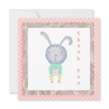 Vielen Dank, Watercolor Pink Polka Dot und Rabbit