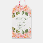 Vielen Dank Watercolor Rose Brautparty Geschenkanhänger (Rückseite)