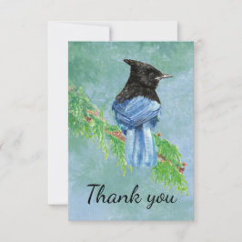 Vielen Dank Watercolor Stellar Jay Bird Dankeskarte
