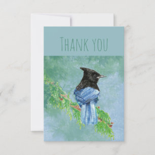 Vielen Dank Watercolor Stellar Jay Bird Nature Art Dankeskarte