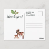 Vielen Dank Watercolor Woodland Tiere Postkarte (Rückseite)