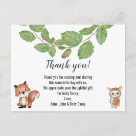 Vielen Dank Watercolor Woodland Tiere Postkarte