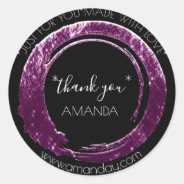 Vielen Dank Web-Boutique Shop Name Schwarz Lila Runder Aufkleber