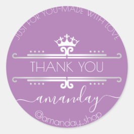 Vielen Dank Web-Boutique Shop Royal Crown Lila Runder Aufkleber