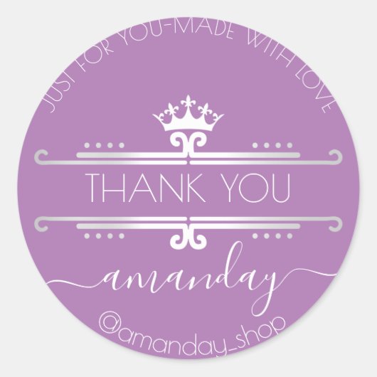 Vielen Dank Web-Boutique Shop Royal Crown Lila Runder Aufkleber (Vorderseite)