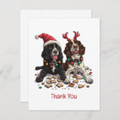 Vielen Dank Weihnachten Cocker Spaniel Hunde Dankeskarte (Vorne/Hinten)