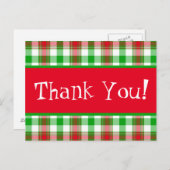 Vielen Dank Weihnachten Karierte Postkarte (Vorne/Hinten)