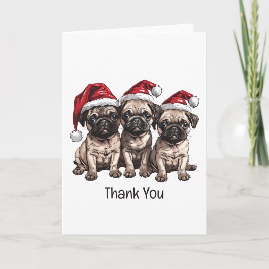Vielen Dank Weihnachten Mops Hogs Santa Dankeskarte (Vorderseite)