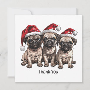 Vielen Dank Weihnachten Mops Hogs Santa Dankeskarte