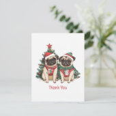 Vielen Dank Weihnachten Mops Hunde Dankeskarte (Stehend Vorderseite)