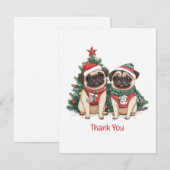 Vielen Dank Weihnachten Mops Hunde Dankeskarte (Vorne/Hinten)