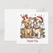 Vielen Dank Weihnachten Pit Bull Hunde Dankeskarte (Vorne/Hinten)
