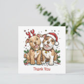 Vielen Dank Weihnachten Pit Bull Hunde Dankeskarte (Stehend Vorderseite)