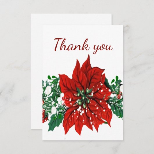 Vielen Dank Weihnachten Pointsettia Blume Dankeskarte (Vorne/Hinten)